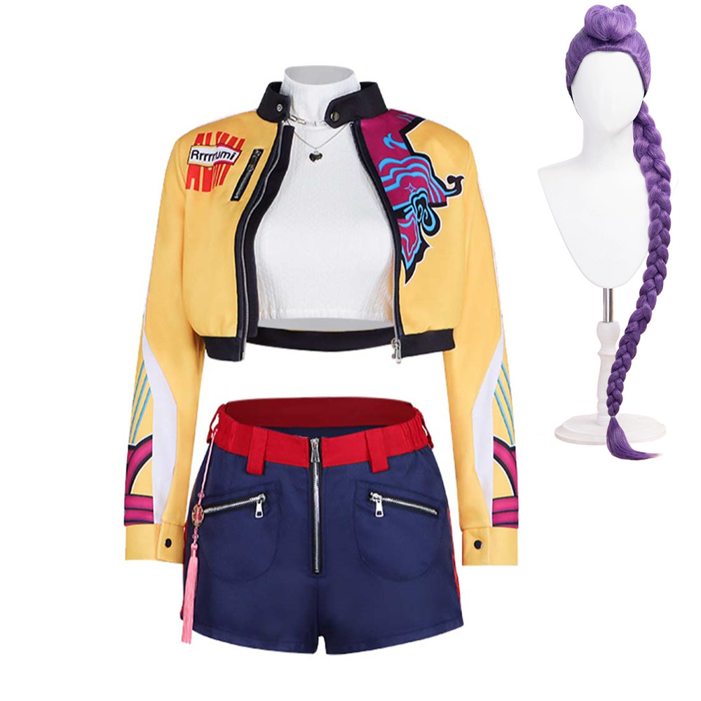 Kpop Demon Hunters Rumi Yellow Jacket Shorts Set Stage Outfits Halloween Carnival Party Cosplay Costume