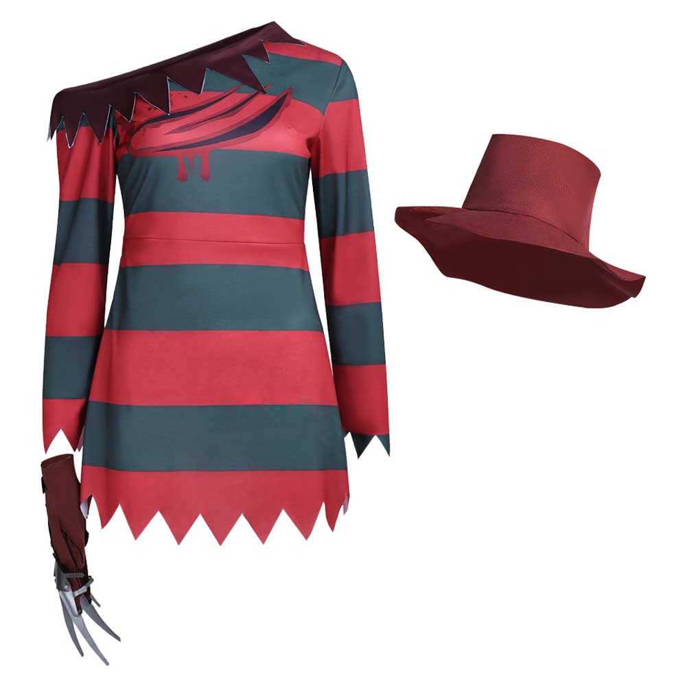 A Nightmare On Elm Street Freddy Krueger Red Classic Outfit Halloween Carnival Cosplay Costume