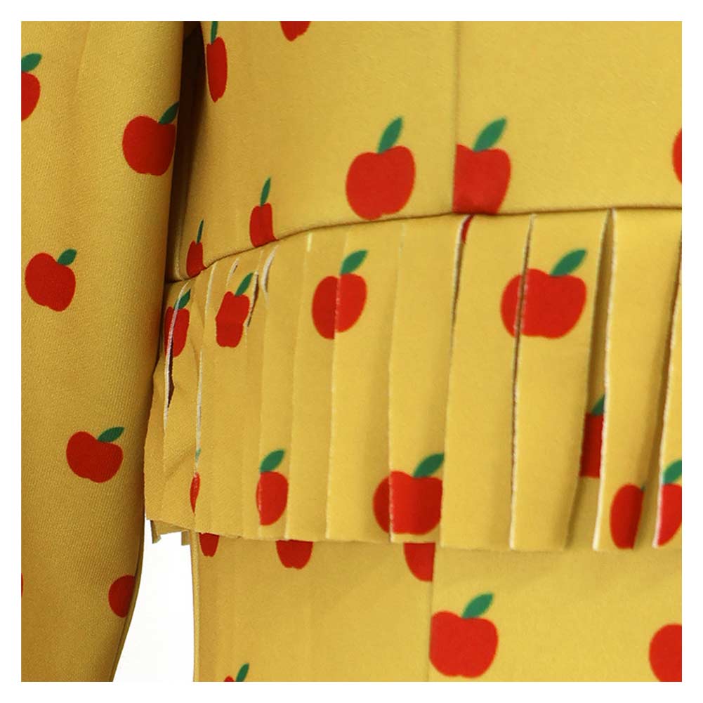 Fantastic Mr. Fox Mrs Fox Yellow Dress Apple Pattern Outfit Halloween Carnival Cosplay Costume