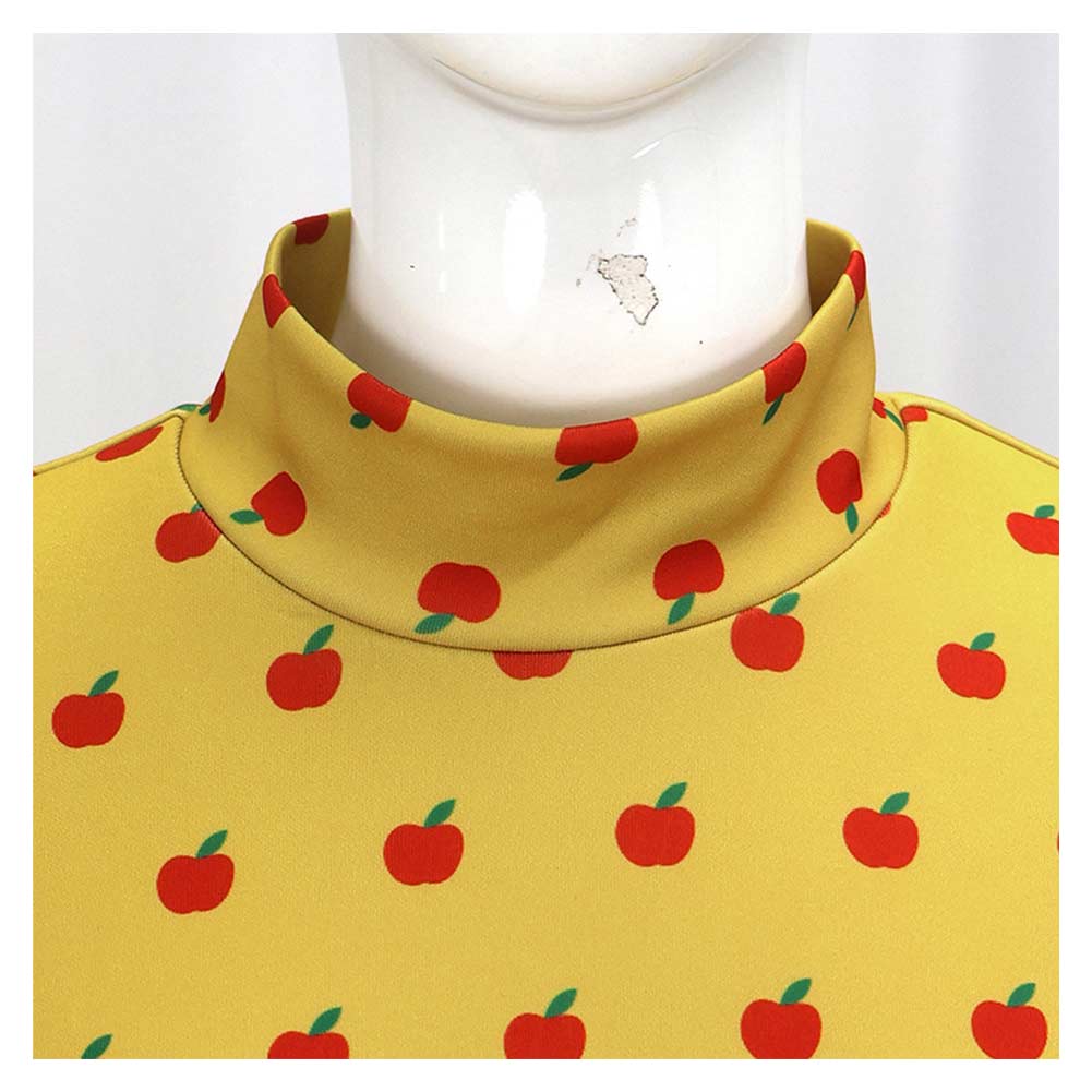 Fantastic Mr. Fox Mrs Fox Yellow Dress Apple Pattern Outfit Halloween Carnival Cosplay Costume