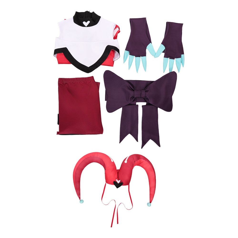 Hazbin Hotel Season 2 Kitty Red Clown Knit Set Outfit Halloween Carnival Cosplay Costume
