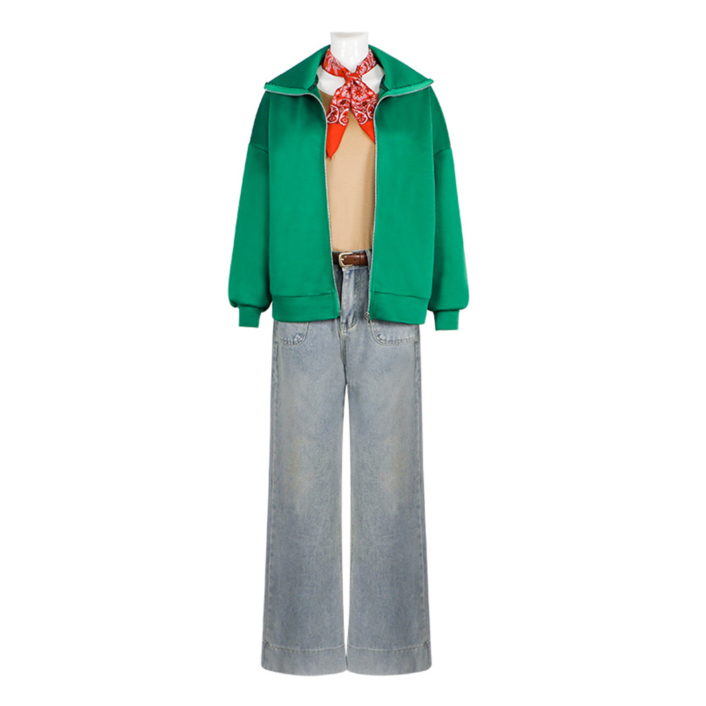 Bibi Blocksberg Green Outfit Women Jeans Halloween Carnival Cosplay Costume