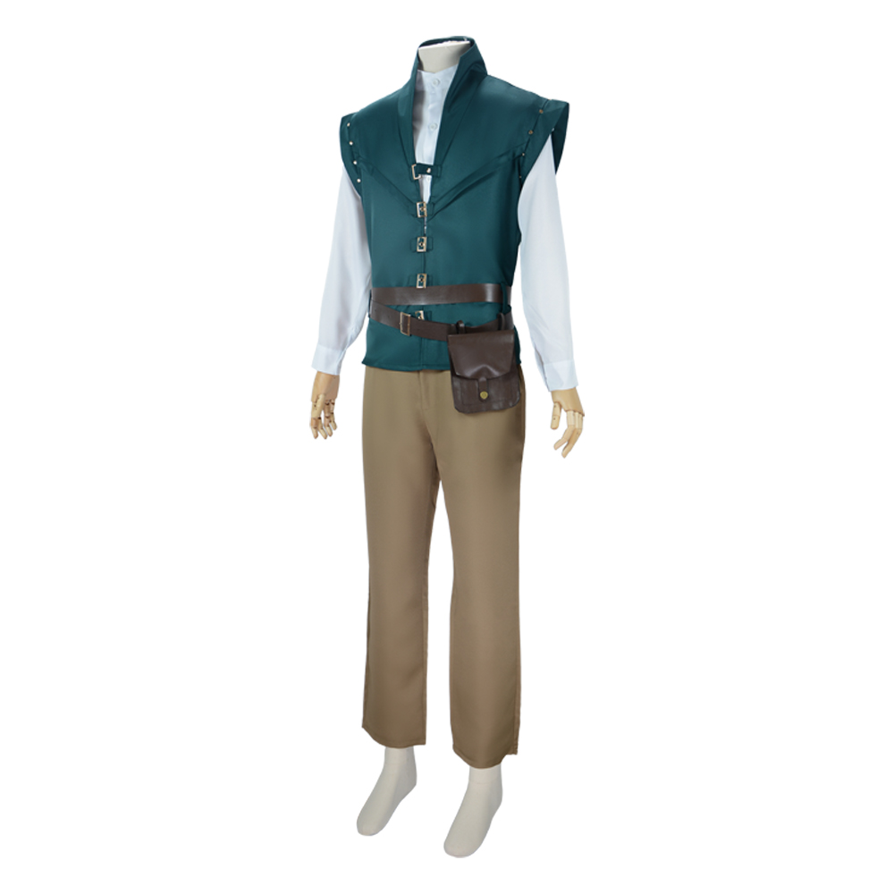 Tangled Flynn Rider Green Vest Outfit Halloween Carnival Cosplay Costume