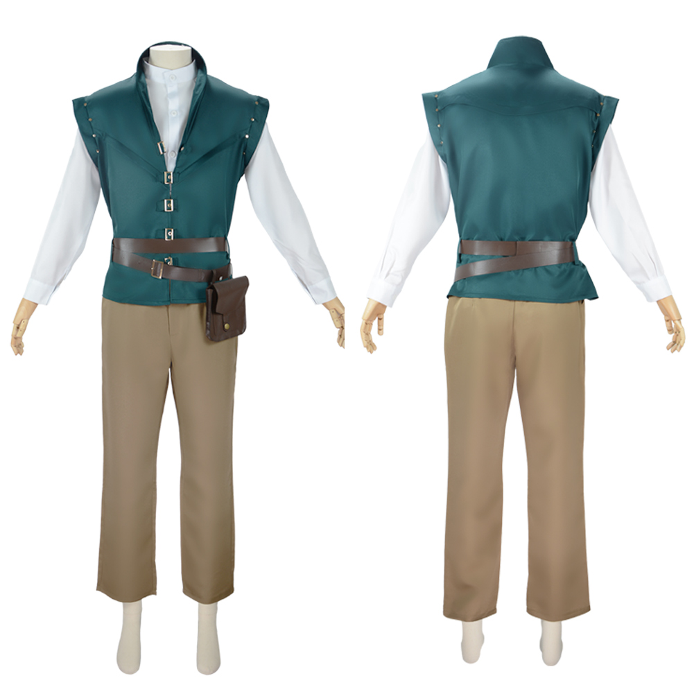 Tangled Flynn Rider Green Vest Outfit Halloween Carnival Cosplay Costume