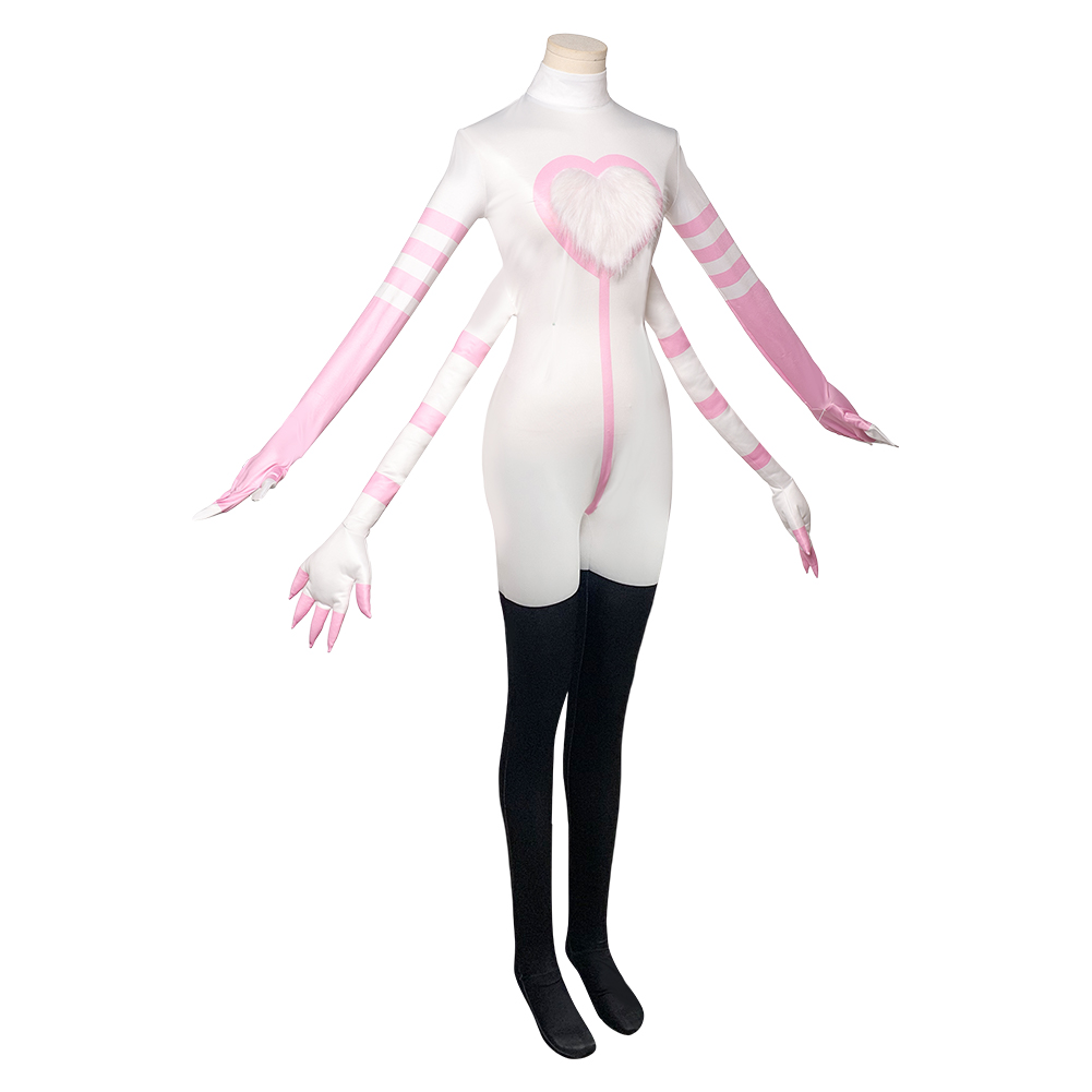 Hazbin Hotel Season 2 Angel Dust Pink White Outfit Milk Silk Halloween Carnival Cosplay Costume 