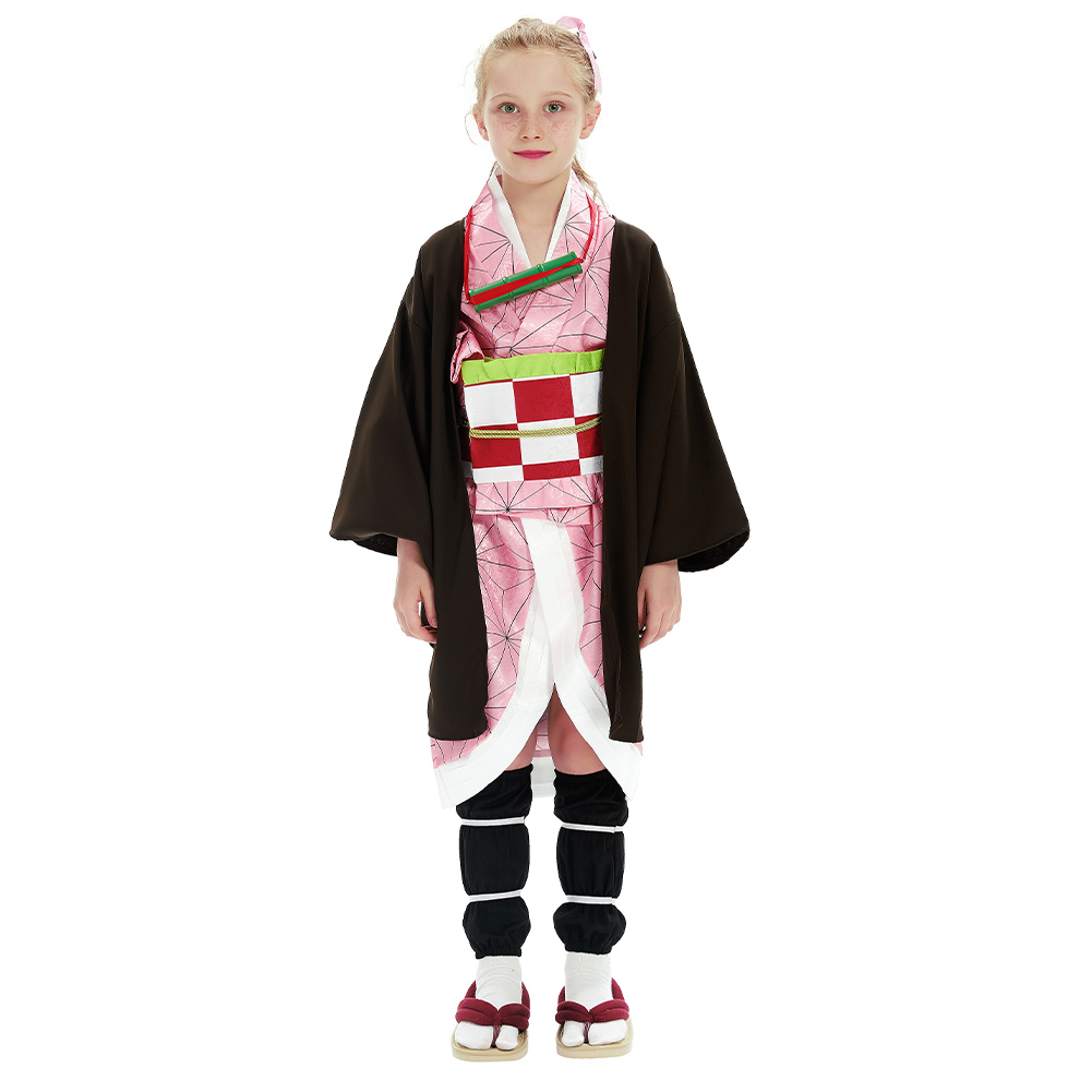 Demon Slayer:Kitsune no yaiba Nezuko Kamado Kids Children Outfits Festival Christmas Carnival Party Cosplay Costume