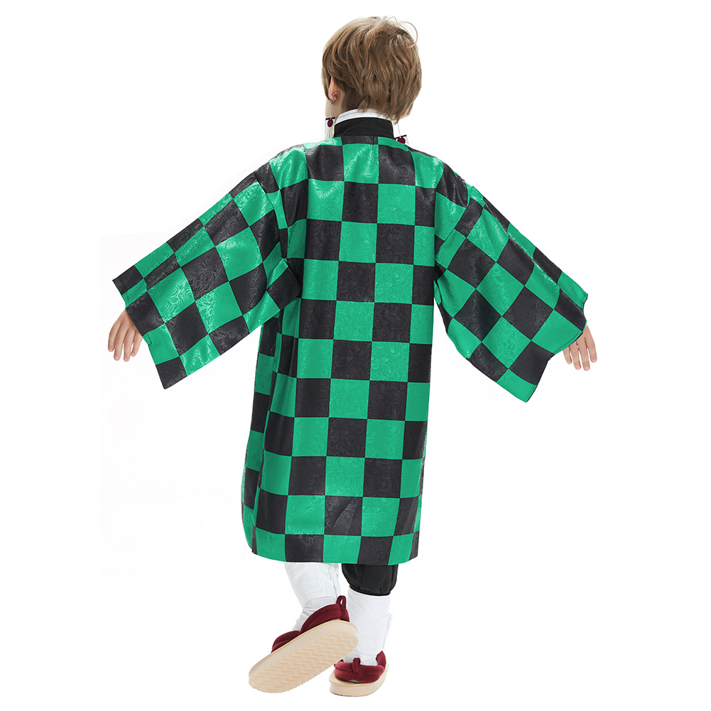 Demon Slayer: Kimetsu no Yaiba Kamado Tanjirou Kids Kimono Outfits Cosplay Costume Halloween Carnival Suit