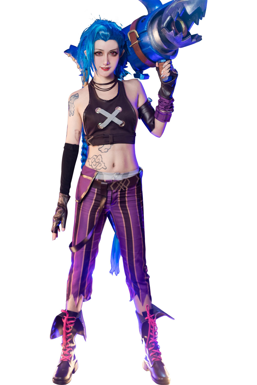 Arcane: League of Legend Jinx Fullset Outfits Halloween Carnival Cosplay Costume 