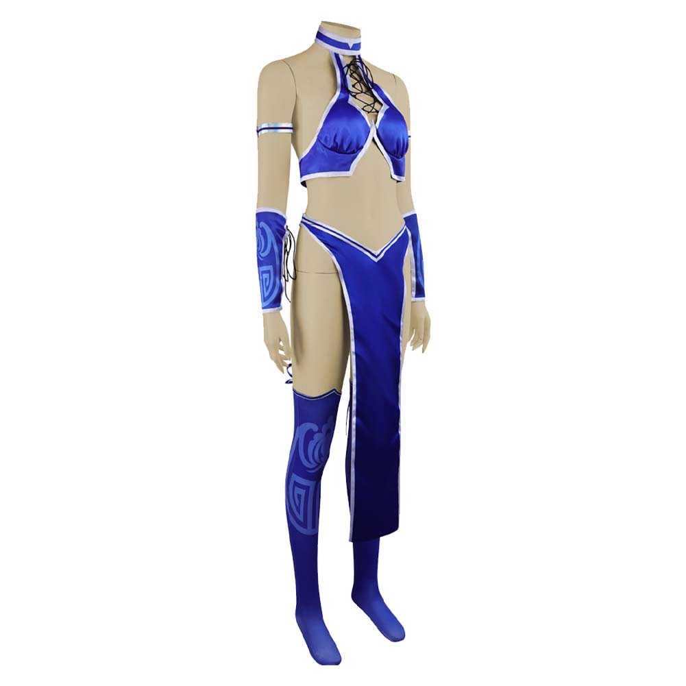 Mortal Kombat 2 Kitana Blue Outfit Halloween Carnival Cosplay Costume