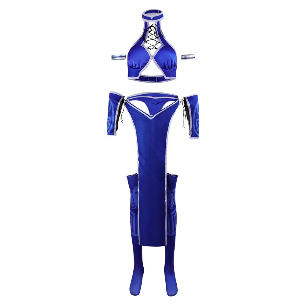 Mortal Kombat 2 Kitana Blue Outfit Halloween Carnival Cosplay Costume