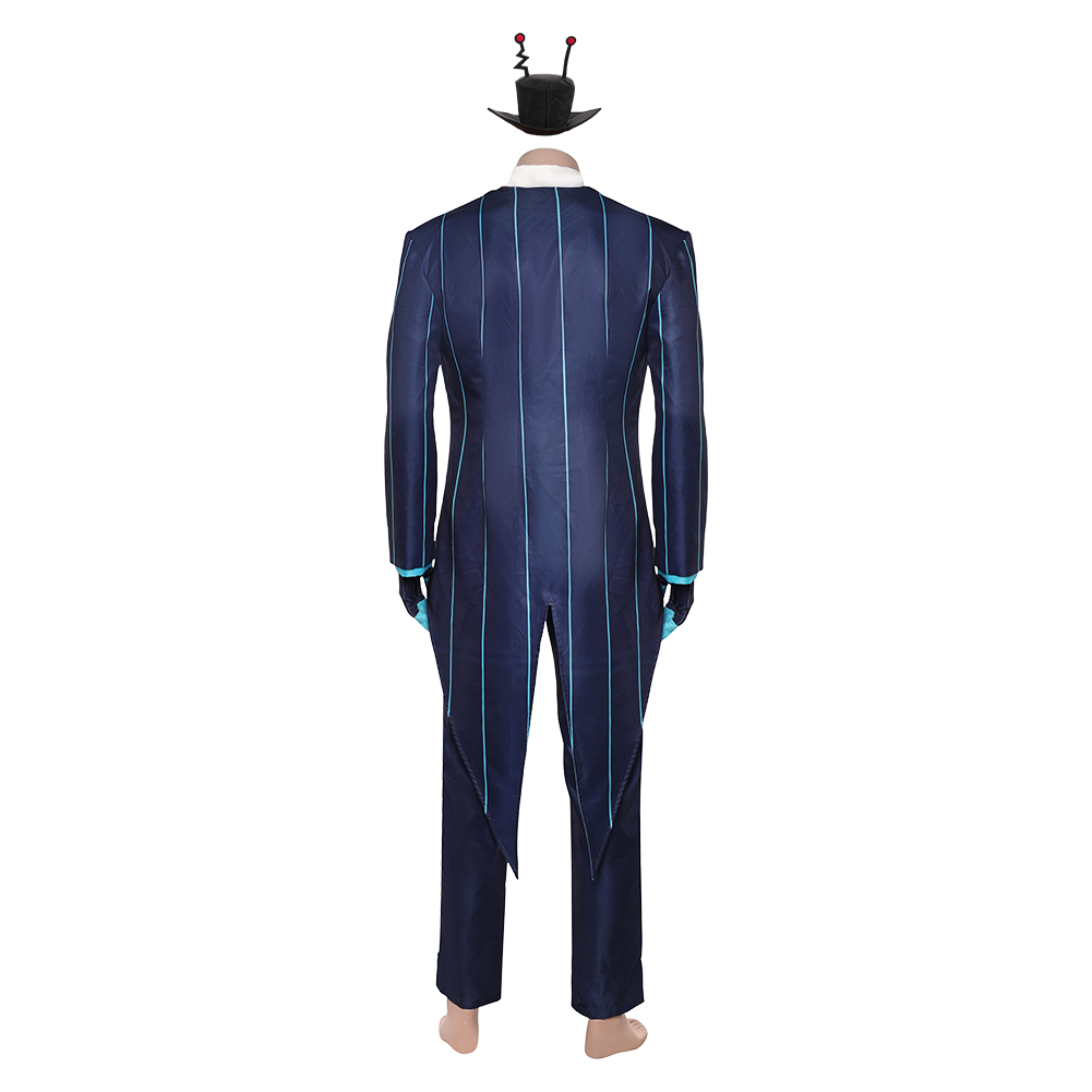Hazbin Hotel Season 2 Vox Blue Striped Tailcoat Outfit Halloween Carnival Cosplay Costume