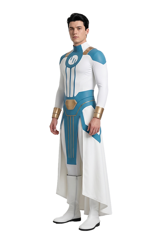 Invincible Mark Grayson Blue and White Jumpsuit Outfits Halloween Carnival Cosplay Costume