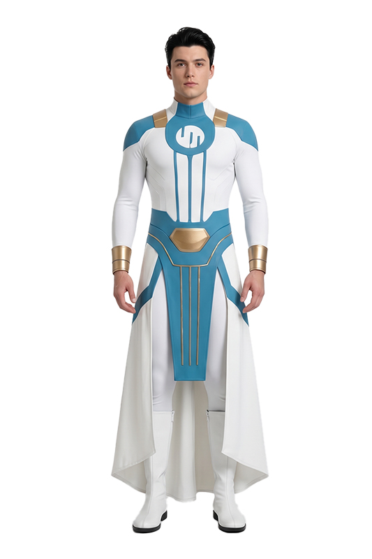 Invincible Mark Grayson Blue and White Jumpsuit Outfits Halloween Carnival Cosplay Costume