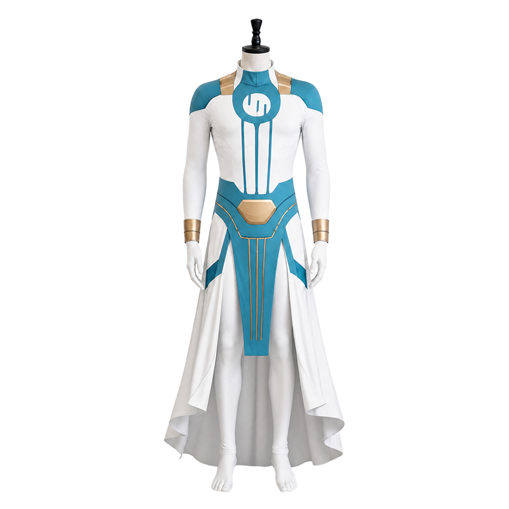 Invincible Mark Grayson Blue and White Jumpsuit Outfits Halloween Carnival Cosplay Costume