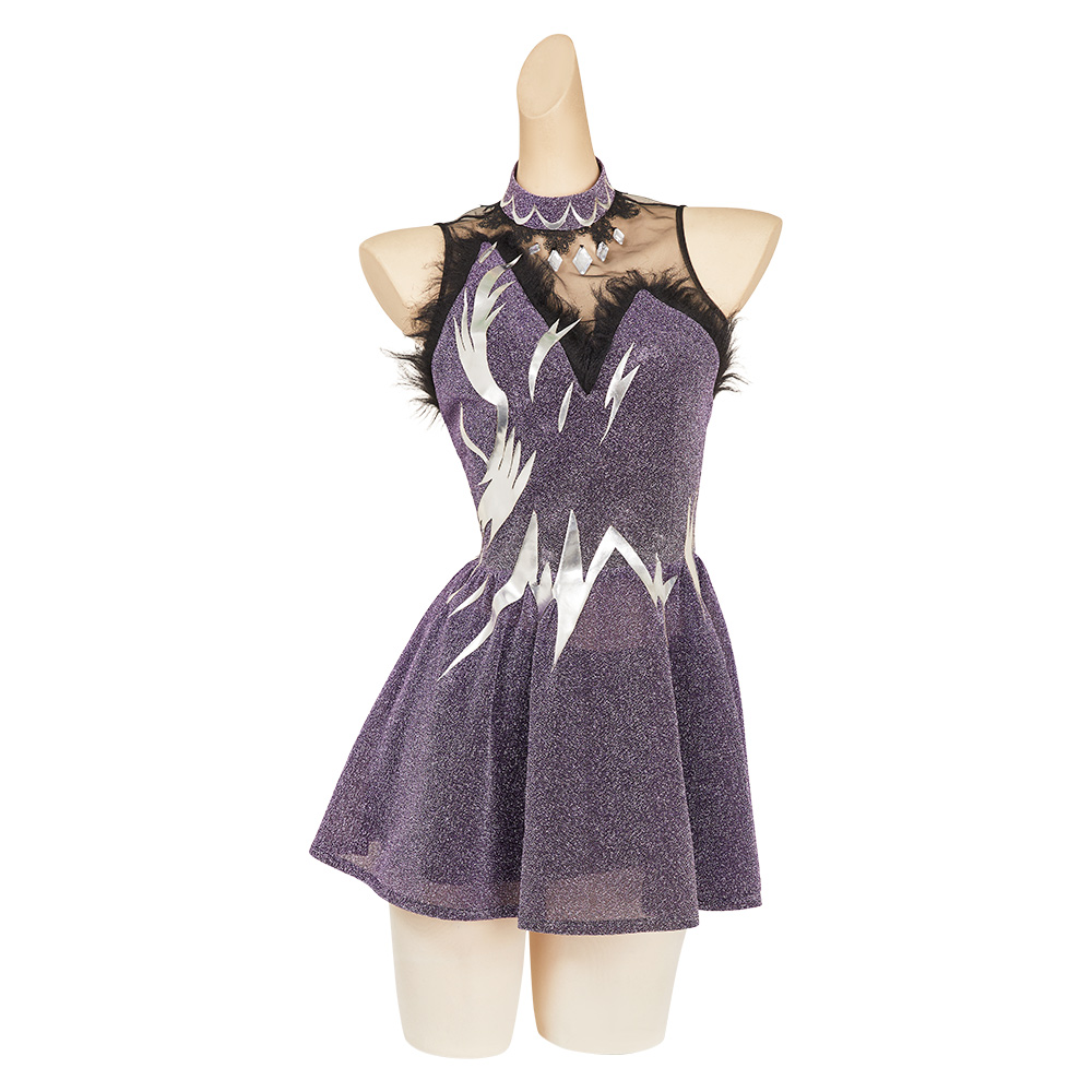 Medalist Hikaru Kamisaki Women Purple Dress Outfits Halloween Carnival Cosplay Costume