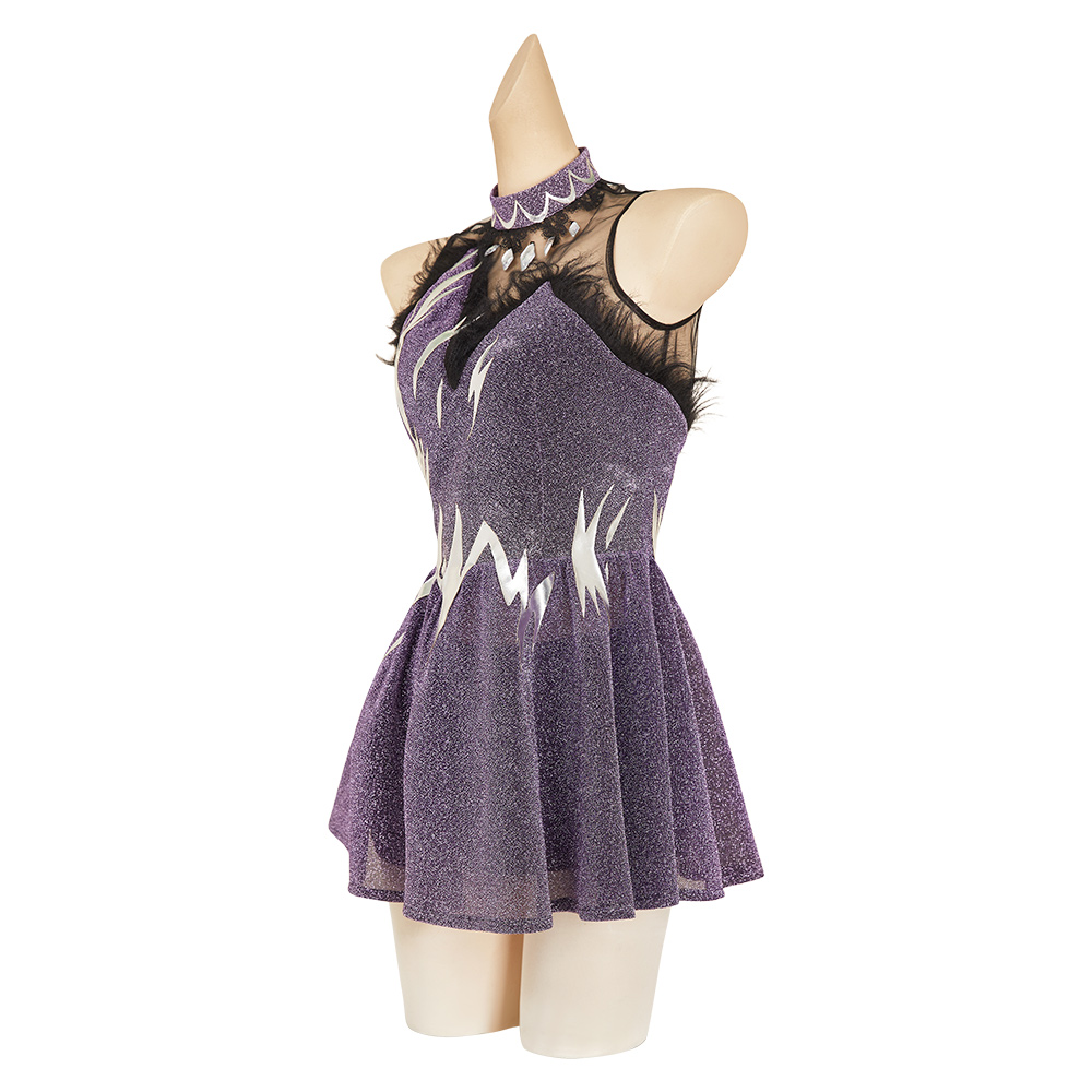 Medalist Hikaru Kamisaki Women Purple Dress Outfits Halloween Carnival Cosplay Costume