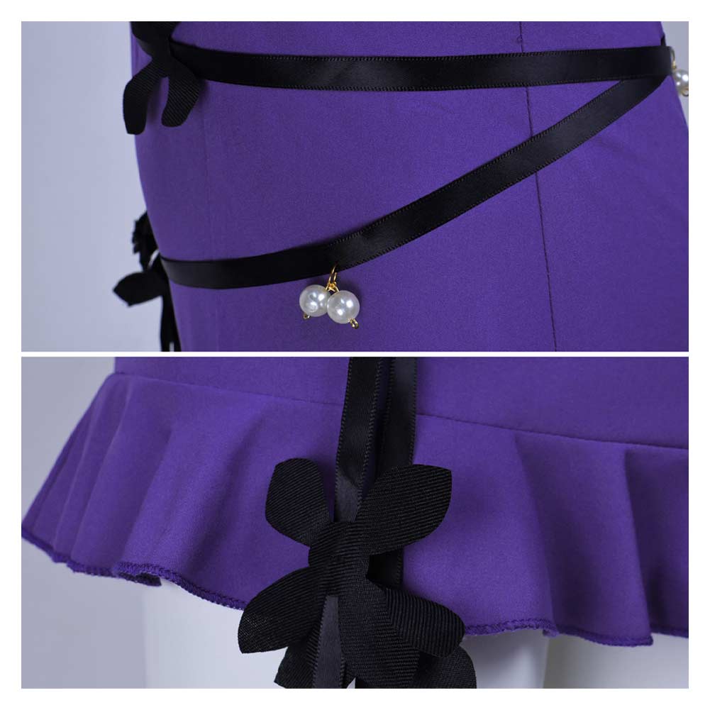 Final Fantasy Tifa Lockhart Purple Halter Neck Dress Outfit Halloween Carnival Cosplay Costume