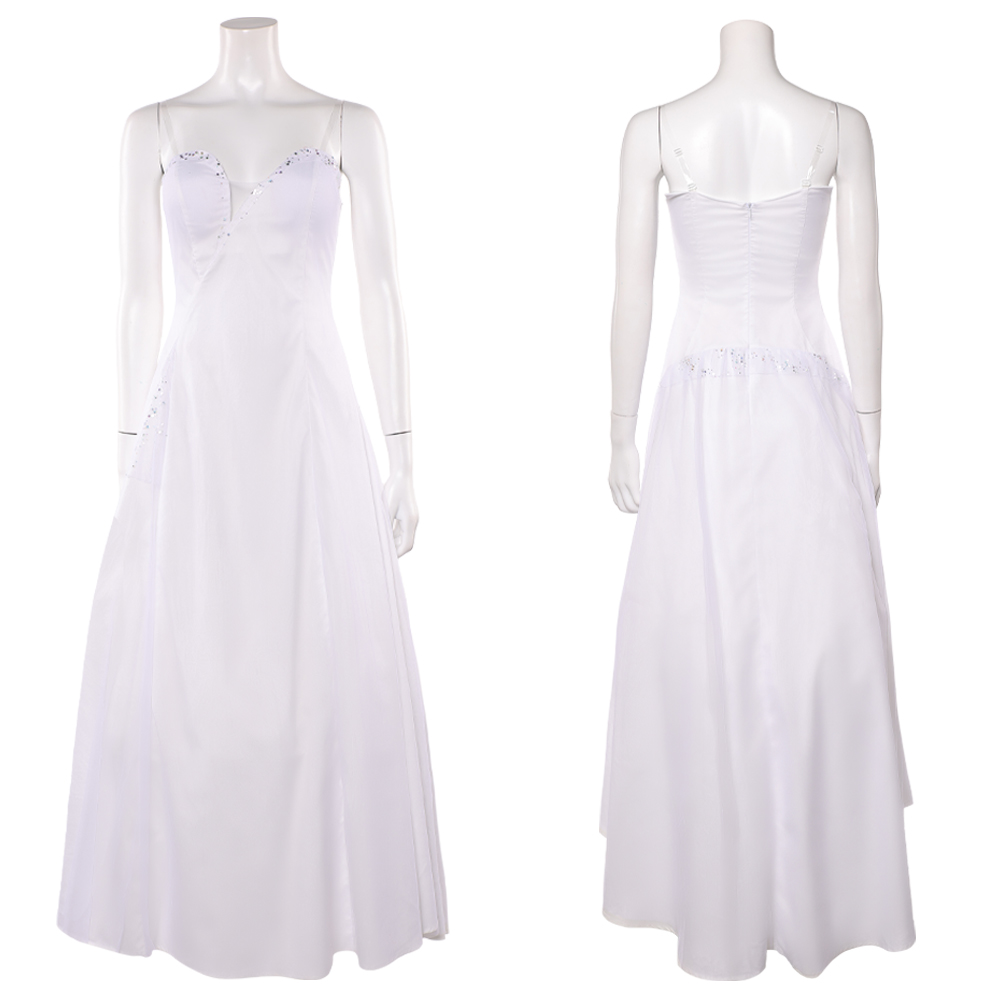 Wicked: For Good Glinda White Strapless Dress Halloween Carnival Cosplay Costume