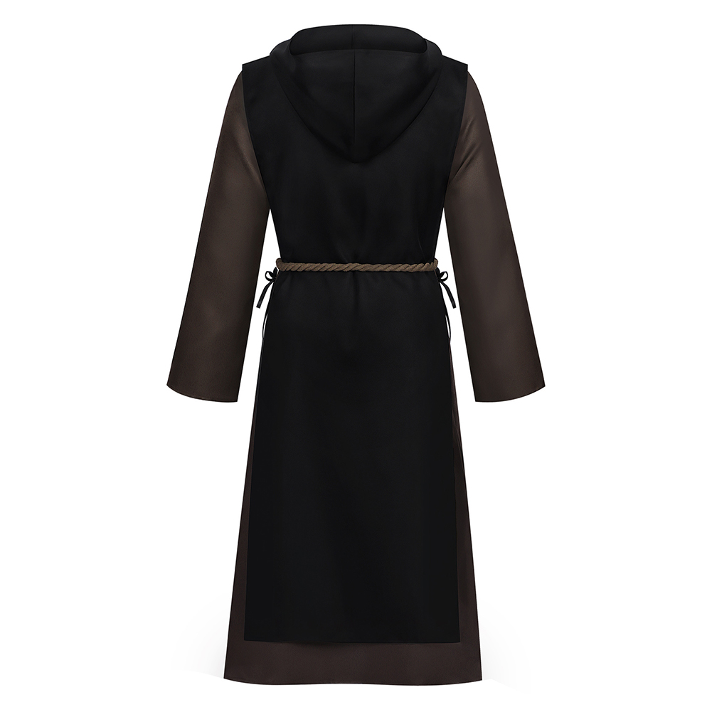 Medieval Renaissance Priest Black Robe Outfit Halloween Carnival Cosplay Costume