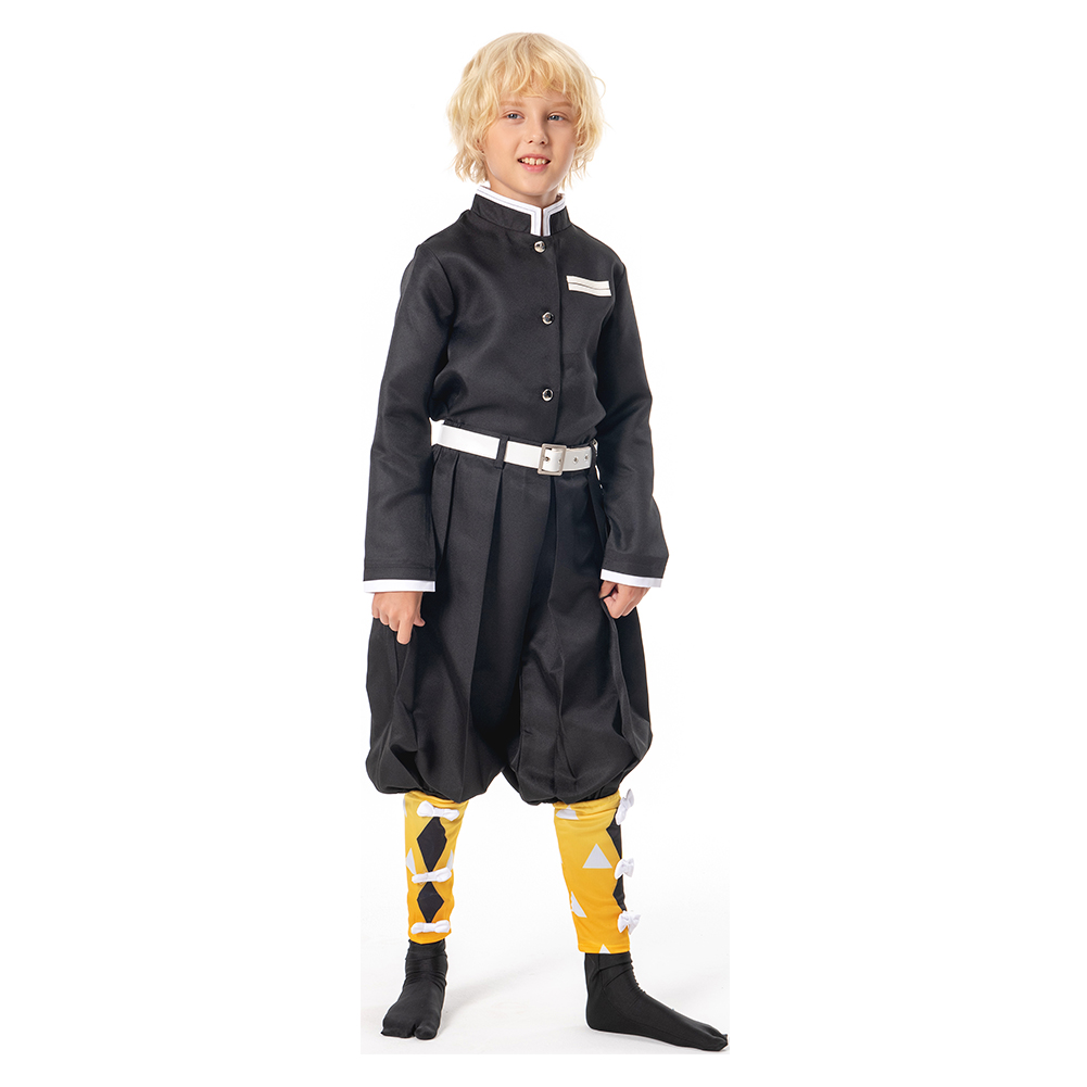 Demon Slayer Kimustune no yaiba Agatsuma Zenitsu Kids Cosplay Costume Festival Christmas Carnival Party Outfit 