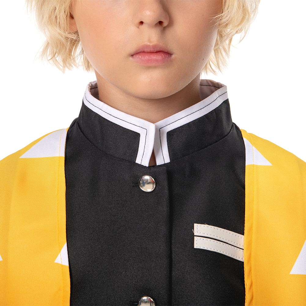 Demon Slayer Kimustune no yaiba Agatsuma Zenitsu Kids Cosplay Costume Festival Christmas Carnival Party Outfit 