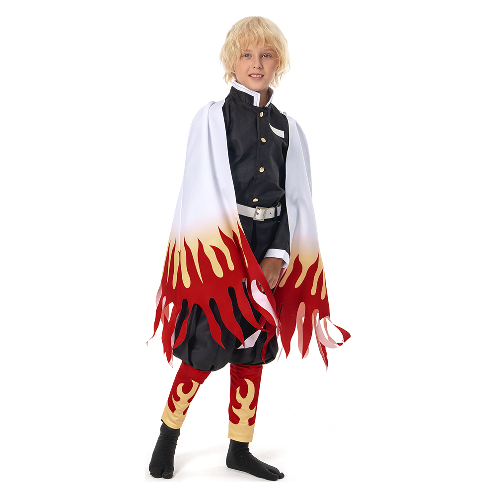 Demon Slayer: Kimetsu no Yaiba Rengoku Kyoujurou Kids Children Coat Pants Cloak Outfits Cosplay Costume Halloween Carnival Suit