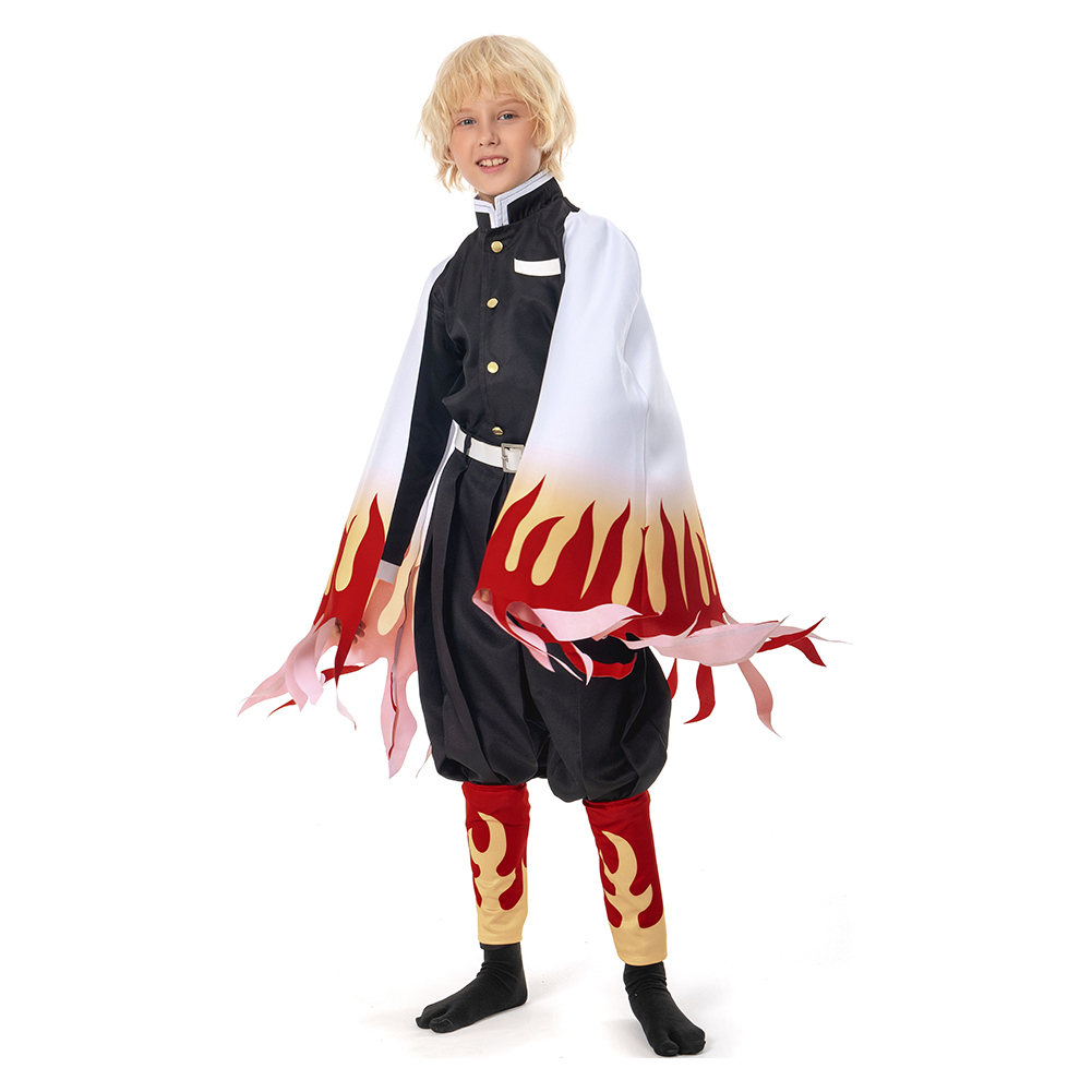 Demon Slayer: Kimetsu no Yaiba Rengoku Kyoujurou Kids Children Coat Pants Cloak Outfits Cosplay Costume Halloween Carnival Suit
