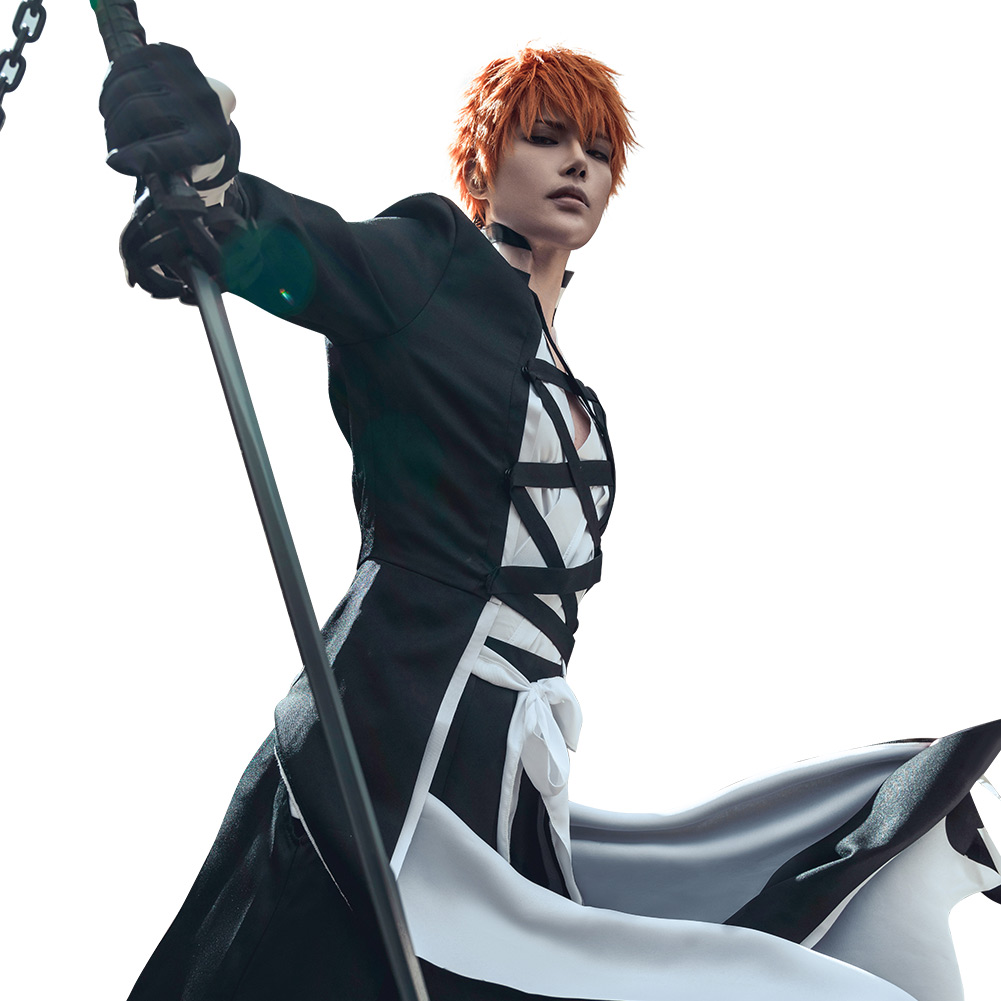BLEACH - Kurosaki Ichigo Cosplay Costume Coat Outfits Halloween Carnival Suit