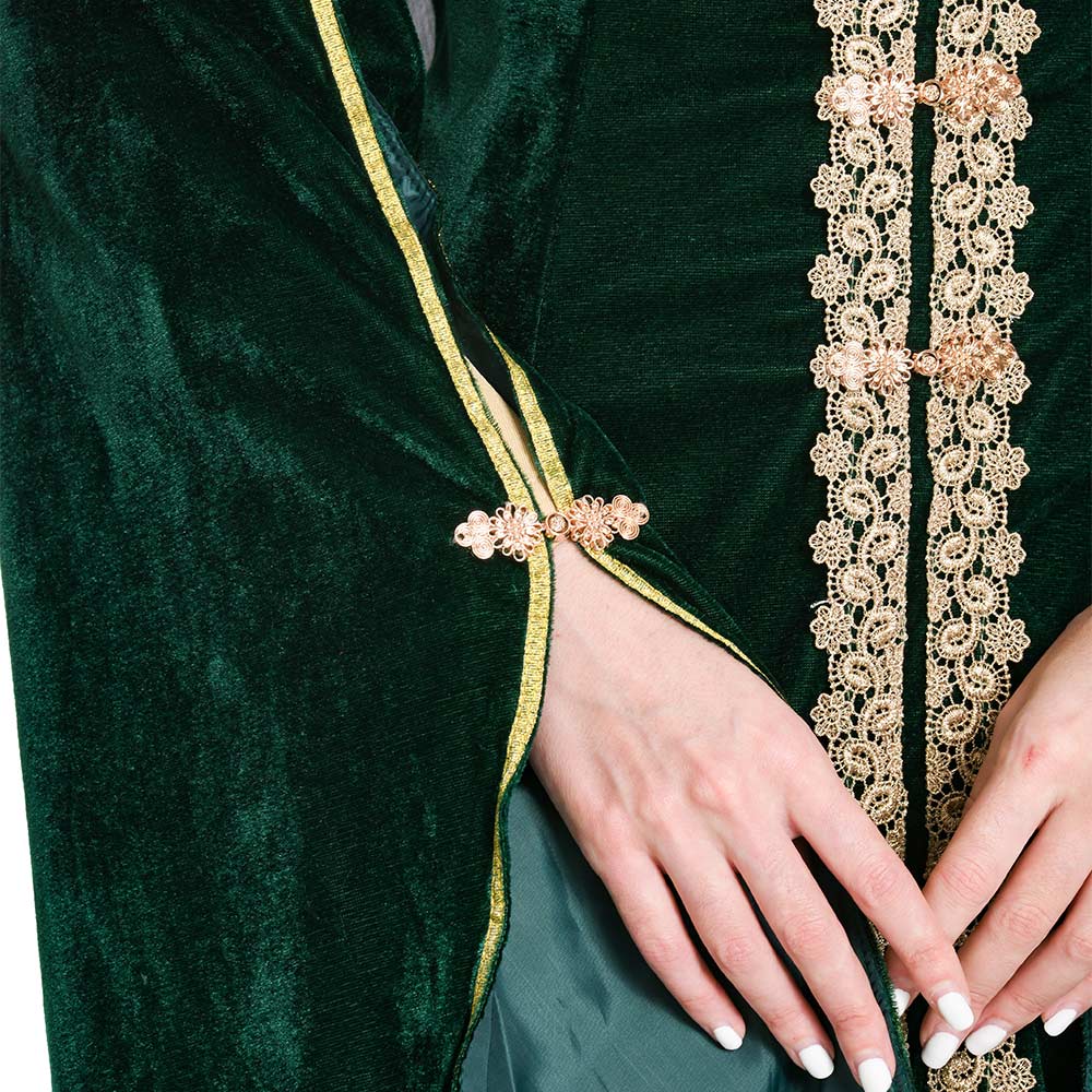 House of the Dragon Queen Alicent Hightower Green Gold Velvet Dress With Veil Outfits Medieval Halloween Carnival Suit Cosplay Costume