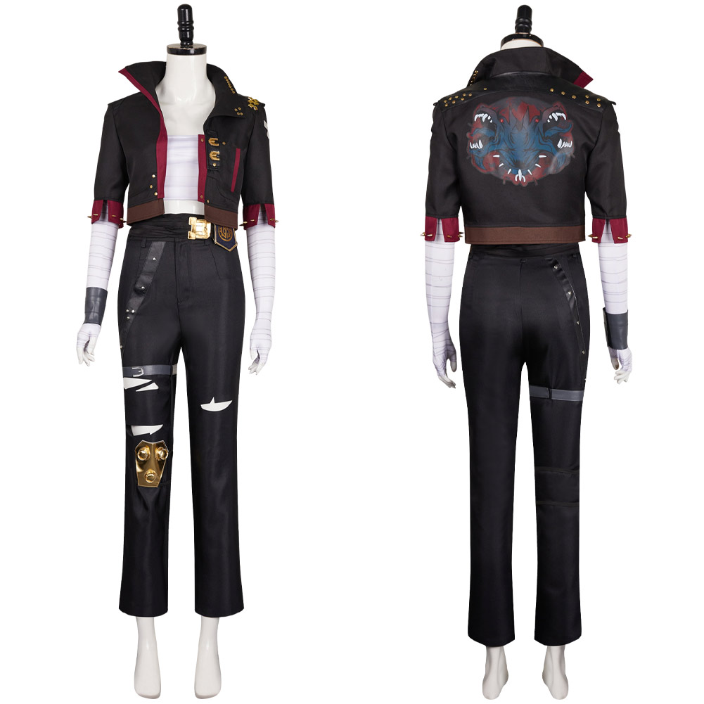 Arcane: League of Legends Season 2 Vi Black Jacket Fullset Outfits Halloween Carnival Cosplay Costume