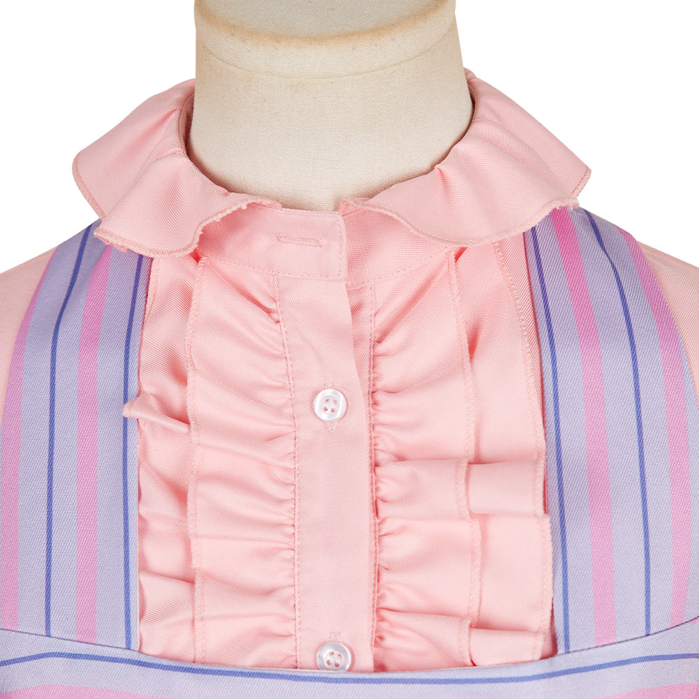 Wicked (2024) Glinda Purple Stripe Dress Outfits Halloween Carnival Cosplay Costume