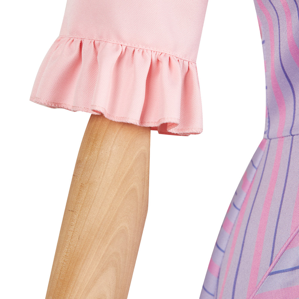 Wicked (2024) Glinda Purple Stripe Dress Outfits Halloween Carnival Cosplay Costume