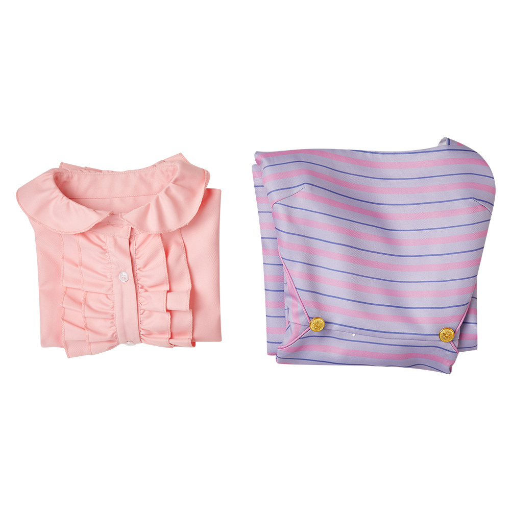 Wicked (2024) Glinda Purple Stripe Dress Outfits Halloween Carnival Cosplay Costume