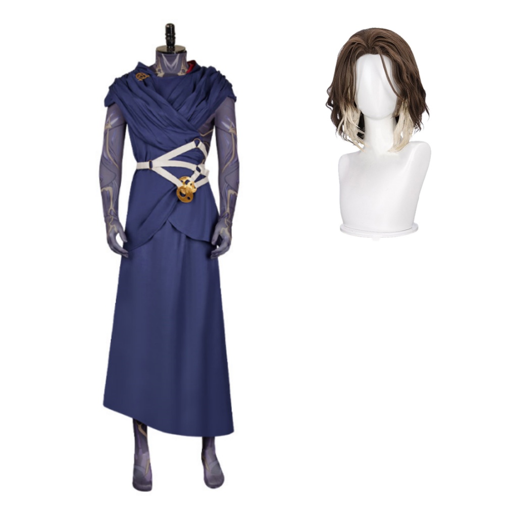 Arcane: League of Legends Viktor Printed Jumpsuit Blue Robe Outfits Halloween Cosplay Costume