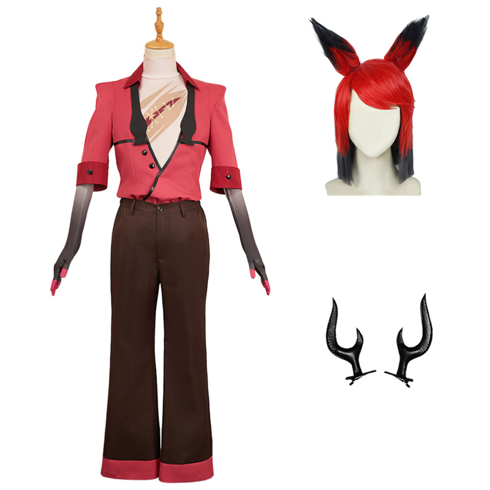 Hazbin Hotel Season 2 Alastor Red Uniform Outfit Halloween Carnival Cosplay Costume