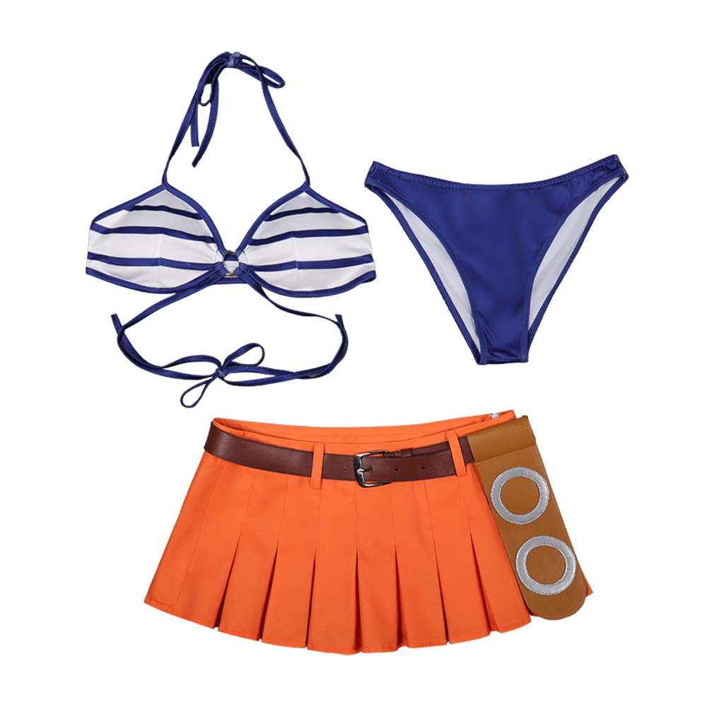 Nami Blue and White Swimsuit Outfits Halloween Carnival Cosplay Costume