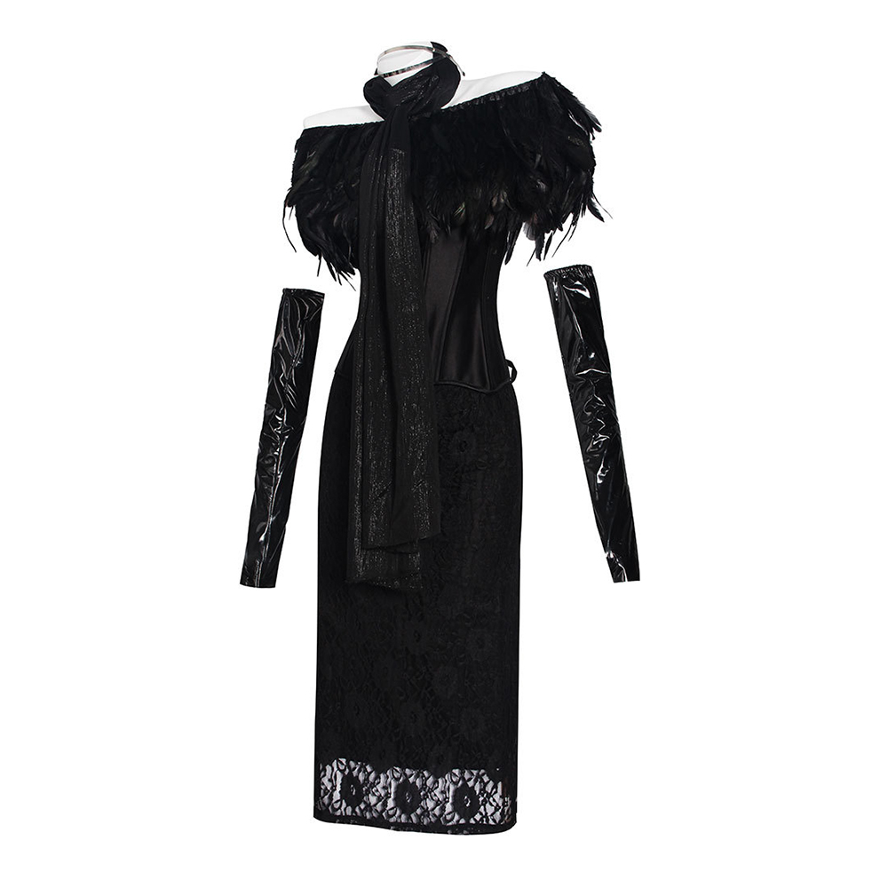 Padme Amidala Black Fishtail Dress Outfit Halloween Carnival Cosplay Costume