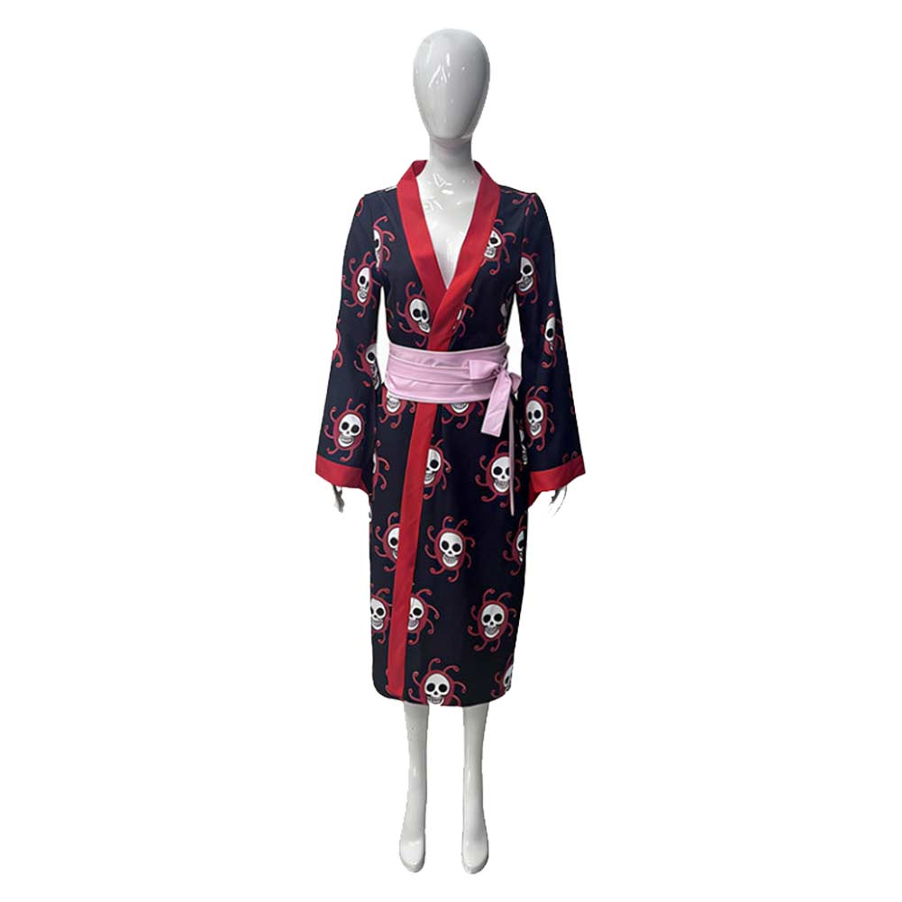 Boa Hancock Women Black Kimono Outfits Halloween Carnival Cosplay Costume