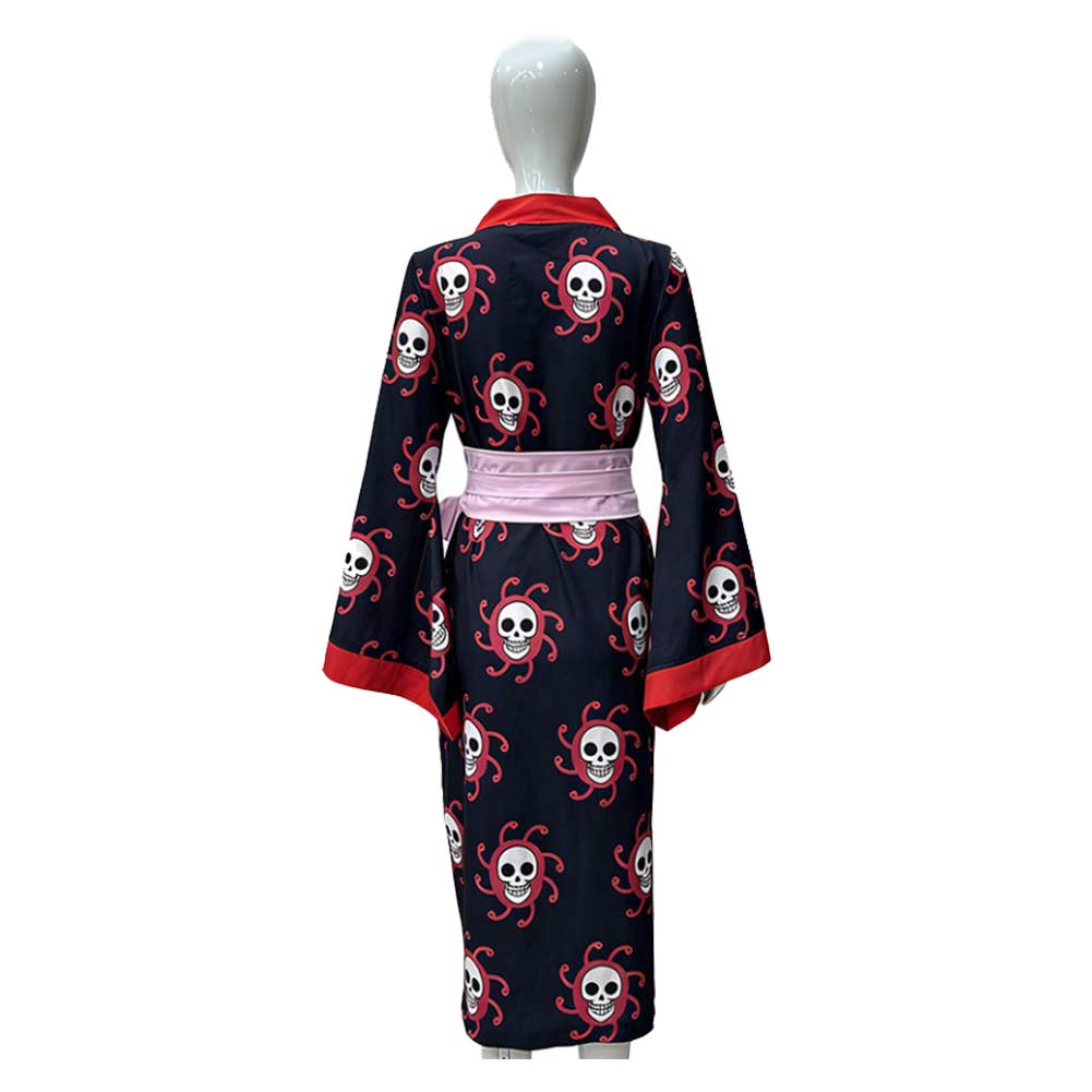 Boa Hancock Women Black Kimono Outfits Halloween Carnival Cosplay Costume