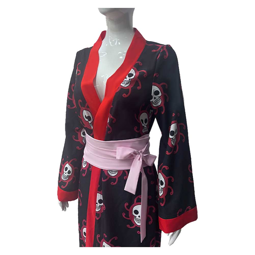 Boa Hancock Women Black Kimono Outfits Halloween Carnival Cosplay Costume