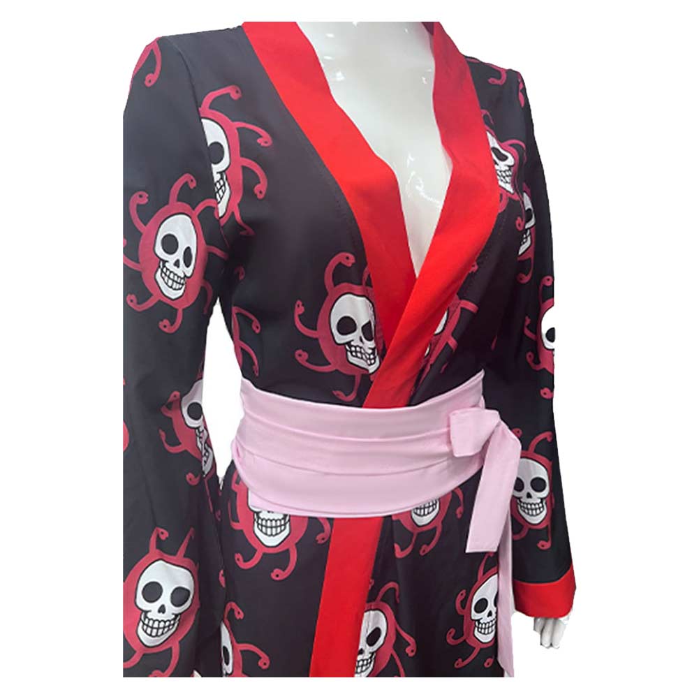 Boa Hancock Women Black Kimono Outfits Halloween Carnival Cosplay Costume