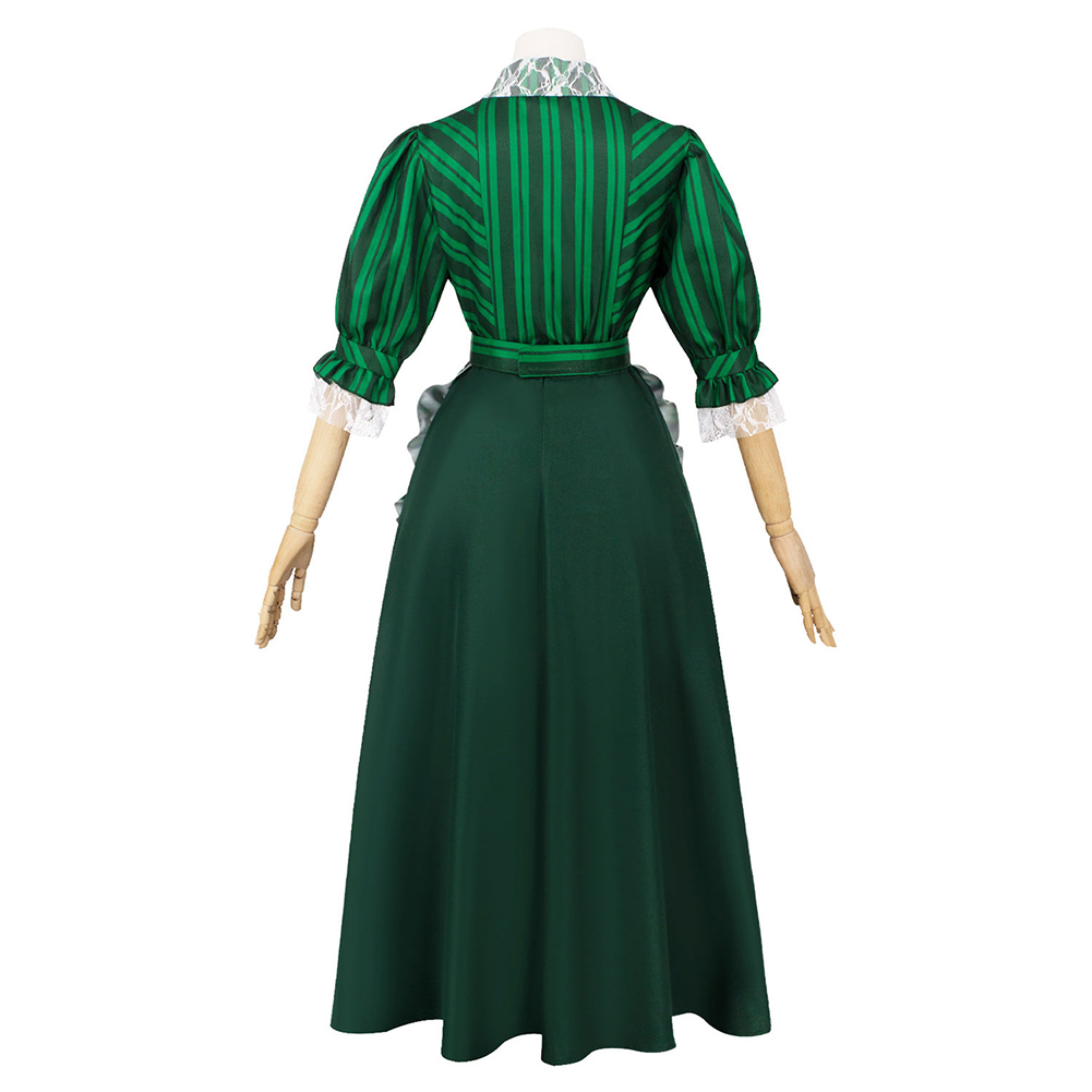 Haunted Mansion Maid Classic Green Dress Outfit Outfit Halloween Carnival Cosplay Costume