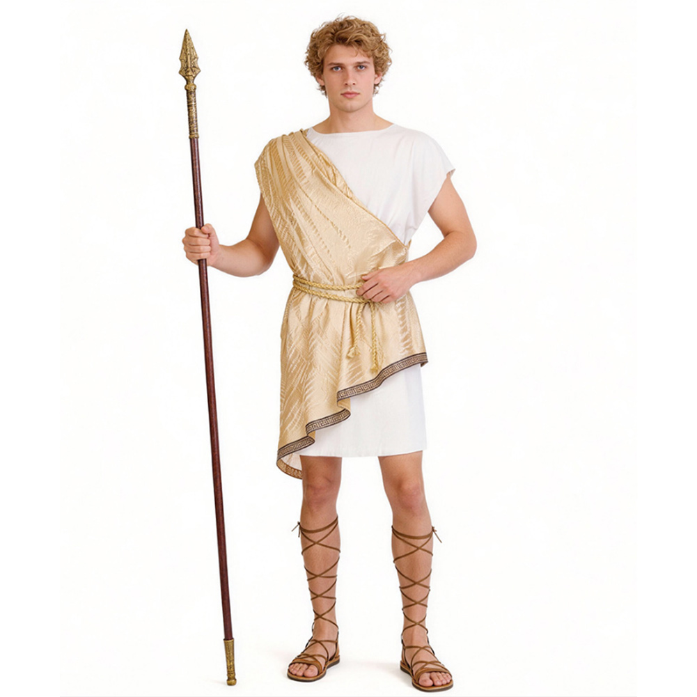 Medieval Renaissance Roman Soldier Yellow Outfit Halloween Carnival Cosplay Costume
