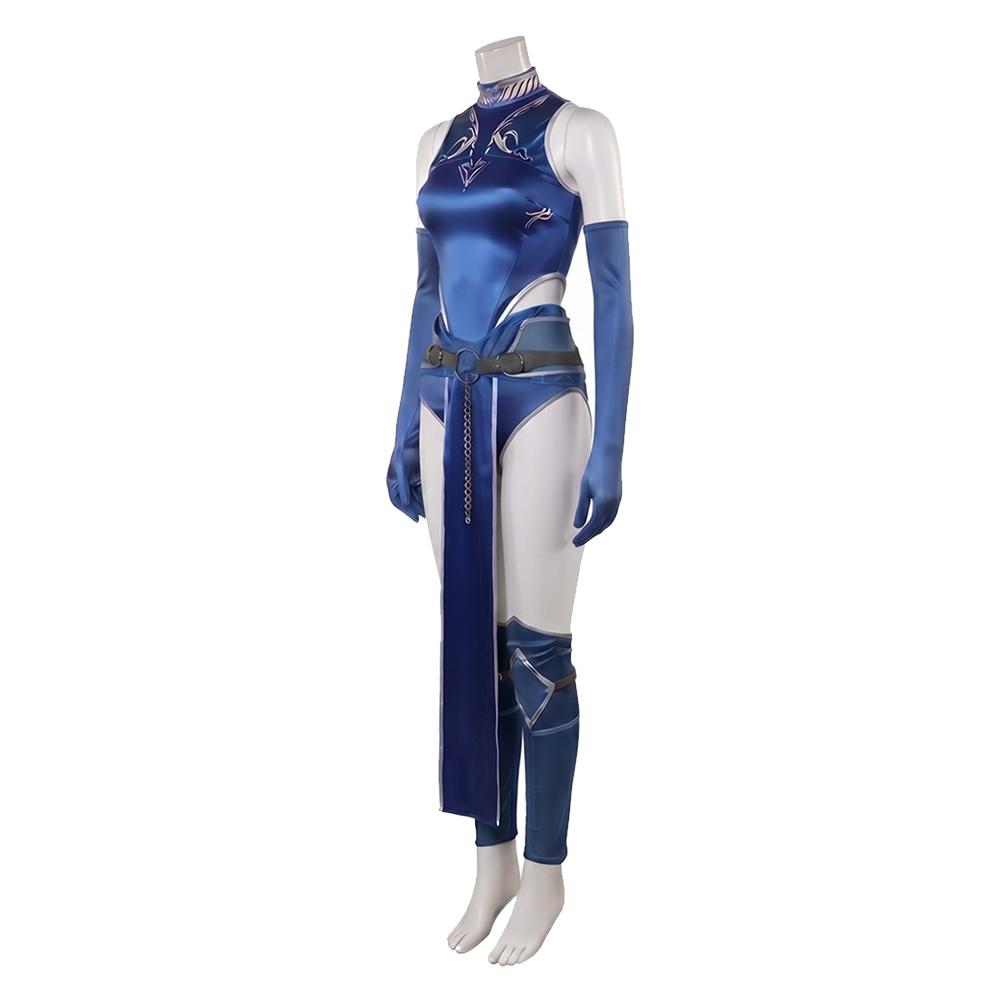 Mortal Kombat Kitana Blue Sexy Outfit Halloween Carnival Cosplay Costume