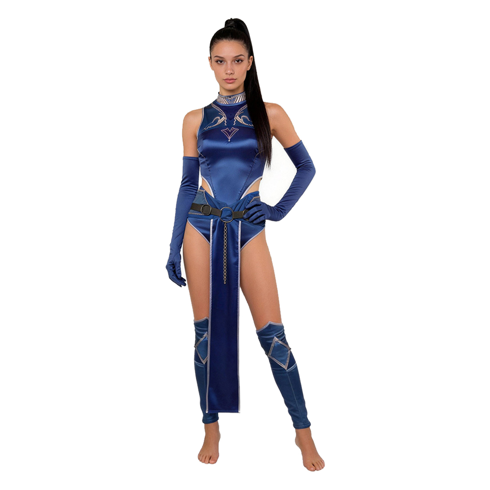 Mortal Kombat Kitana Blue Sexy Outfit Halloween Carnival Cosplay Costume