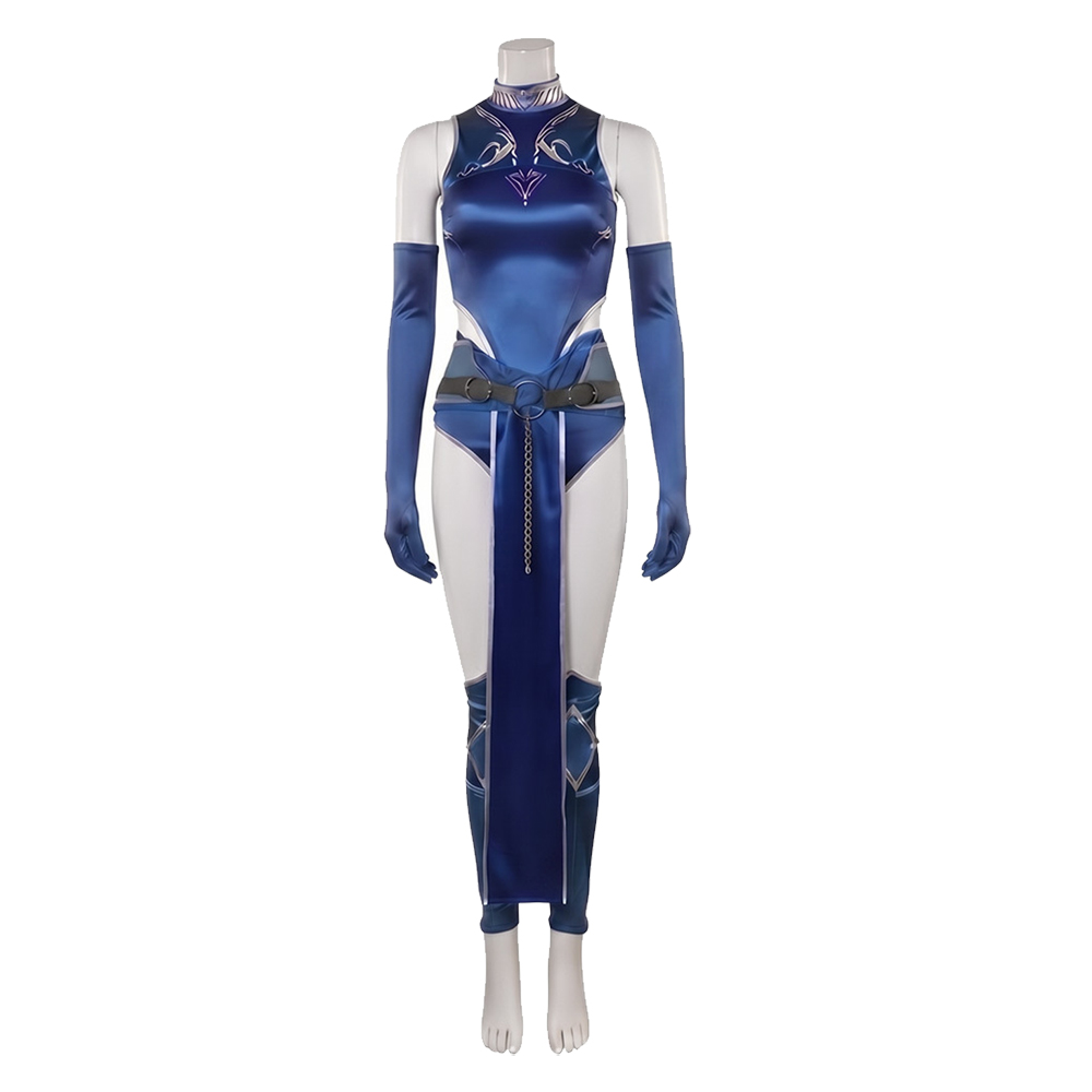 Mortal Kombat Kitana Blue Sexy Outfit Halloween Carnival Cosplay Costume