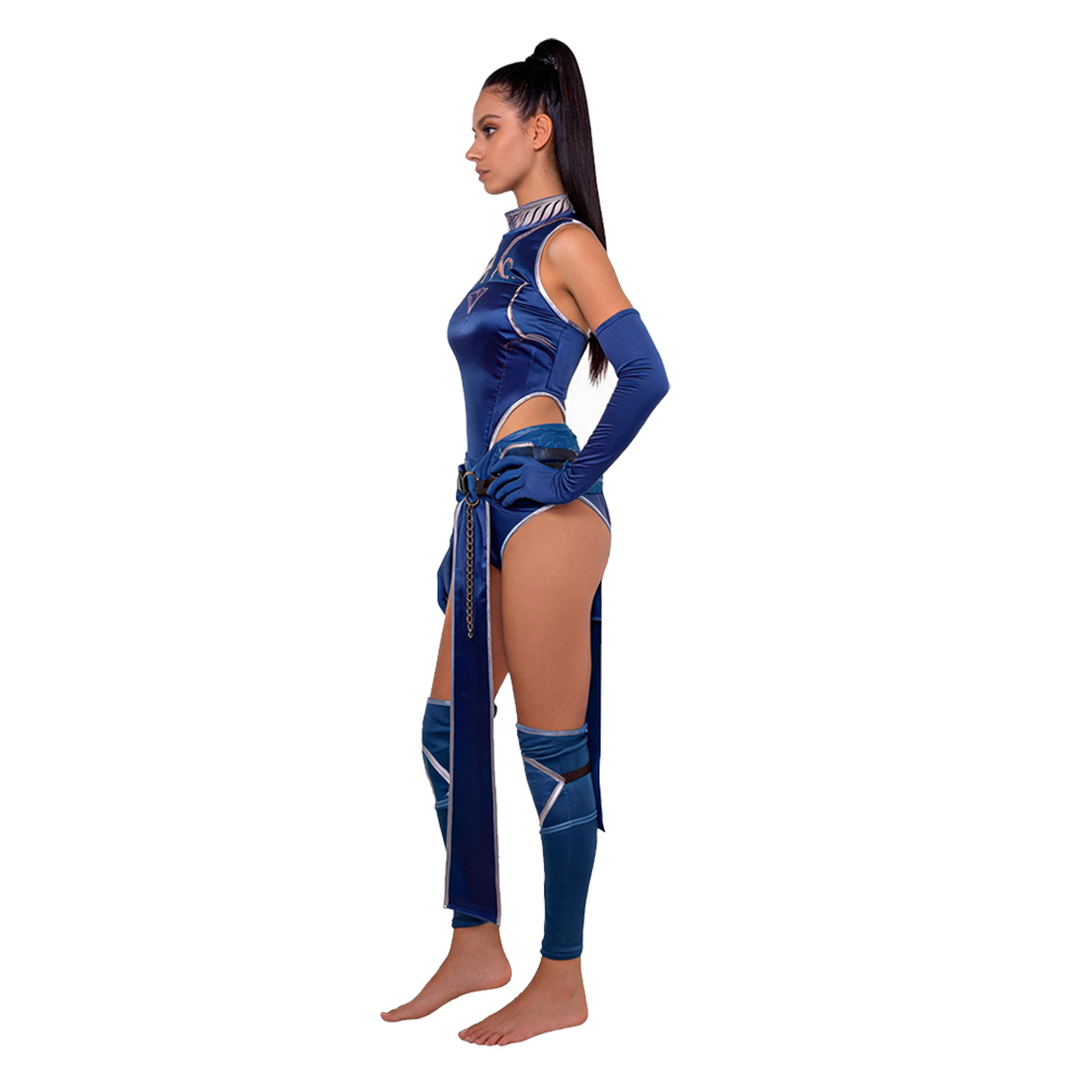 Mortal Kombat Kitana Blue Sexy Outfit Halloween Carnival Cosplay Costume
