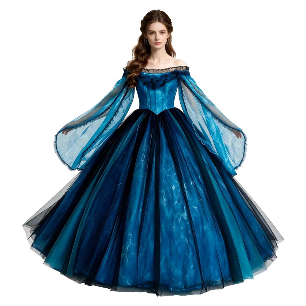 Frankenstein Elizabeth Women Blue Dress Outfits Halloween Carnival Cosplay Costume