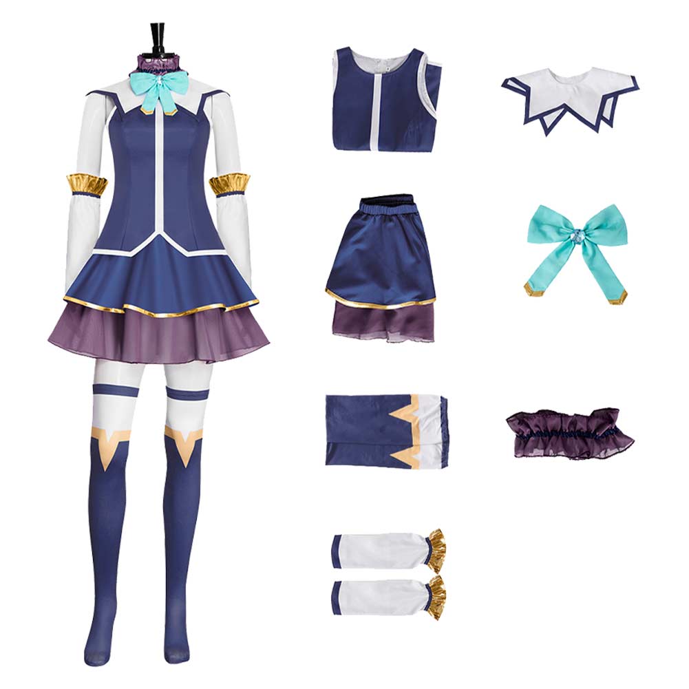 KonoSuba: God‘s Blessing on This Wonderful World!  Aqua Women Blue Dress Cosplay Costume