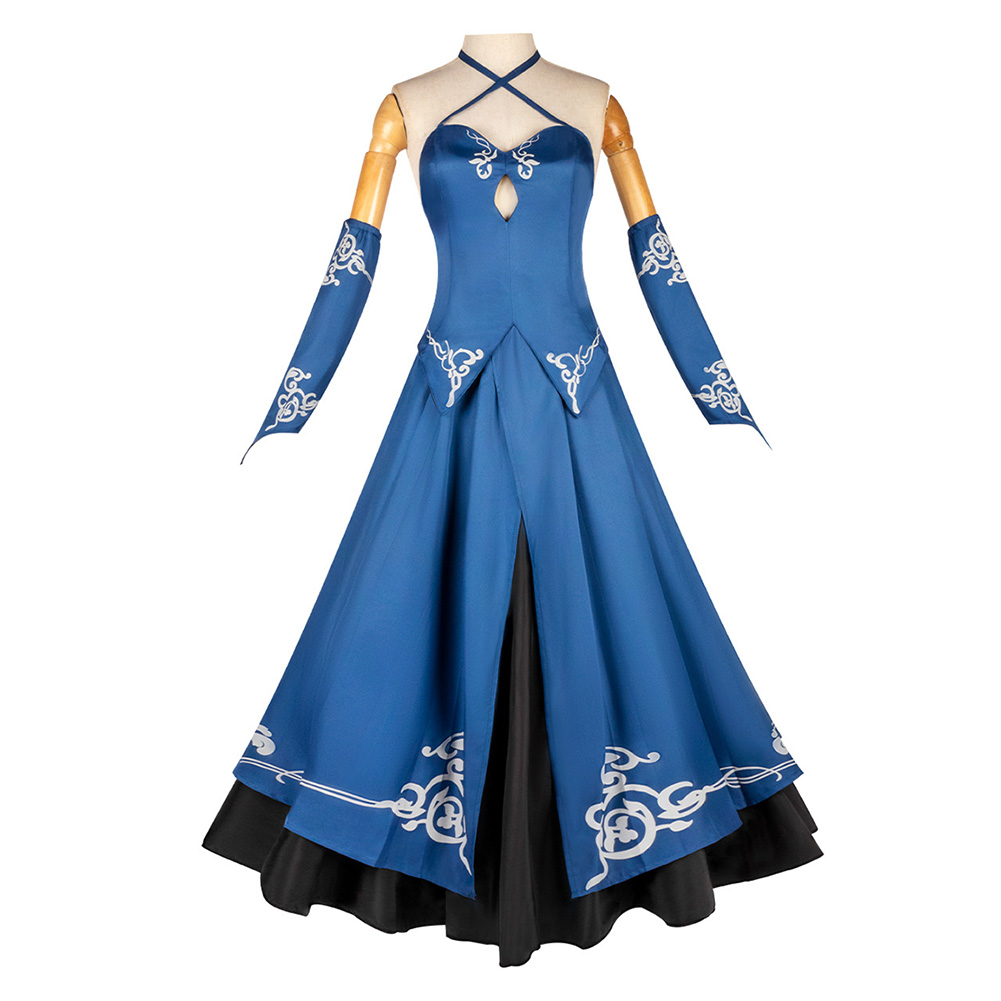 Fate/stay night Saber Altria Pendragon Women Blue Dress Outfits Halloween Carnival Cosplay Costume
